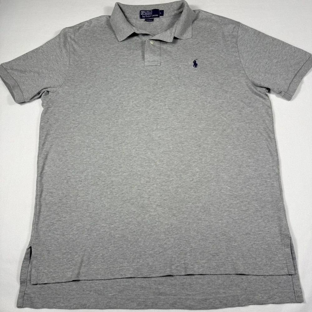 Polo Ralph Lauren Shirt L Gray Short Sleeve Cotton Classic‎ Fit Pony Logo SOFT